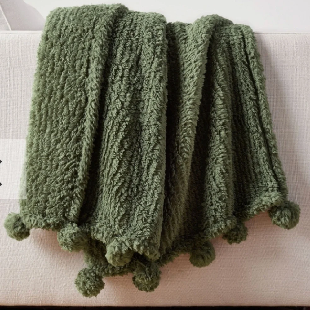 Pottery Barn Cozy Pom Pom Throw